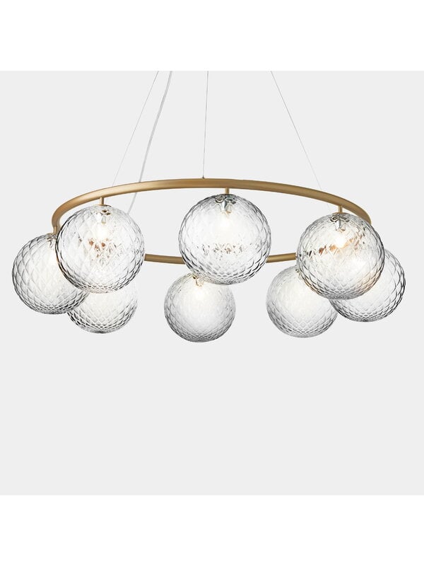 Pendant lamps, Miira 8 Circular pendant, brass - optic clear, White