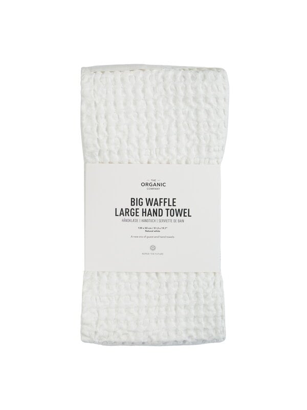 Käsi- ja kasvopyyhkeet, Big Waffle käsipyyhe, 50 x 130 cm, luonnonvalkoinen, Valkoinen