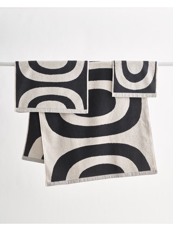 Bath towels, Melooni bath towel, 75 x 150 cm, charcoal - natural white, White