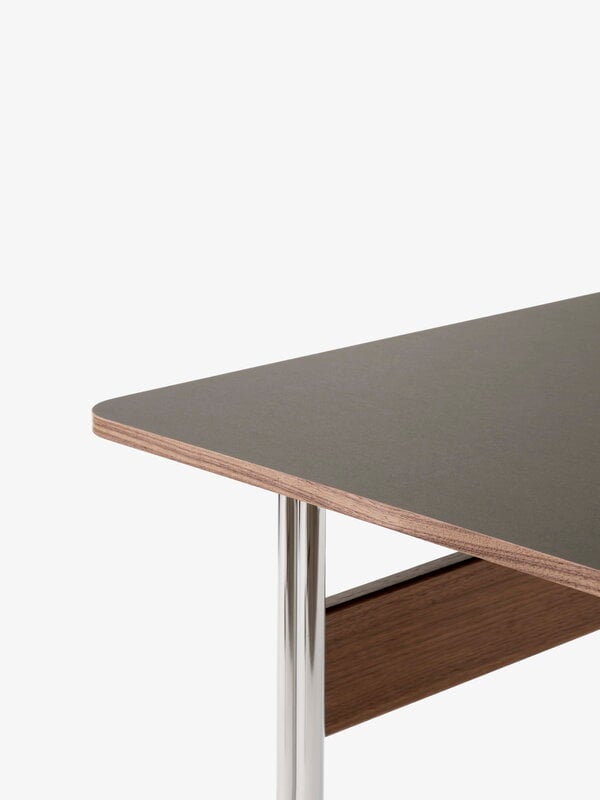 Tables de bureau, Bureau Pavilion AV16, linoléum fer - noyer - chrome, Gris