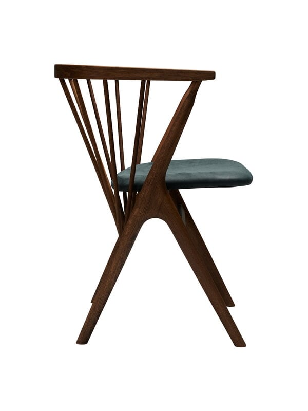 Dining chairs, No 8 chair, smoked oak - anthracite leather, Brown