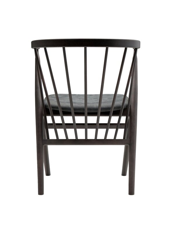 Dining chairs, No 8 chair, dark stained beech - anthracite leather, Gray