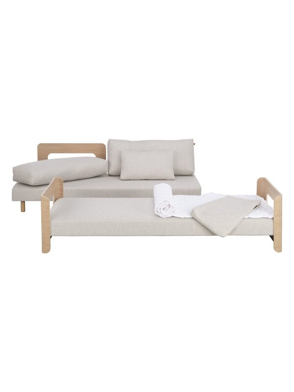 Sofa beds, ON2 Wood sofa bed, soap waxed oak - natural white Diamonds 012, Beige