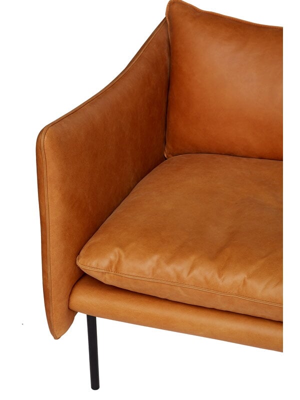 Sofas, Tiki 2-seater sofa, black steel - cognac leather, Brown