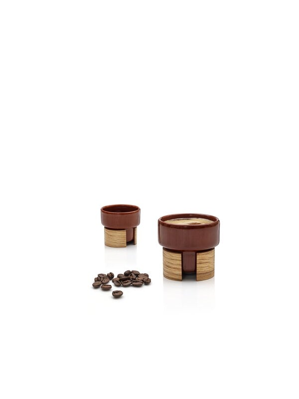 Cups & mugs, Warm espresso cup 0,8 dl, 2 pcs, brown - oak, Brown