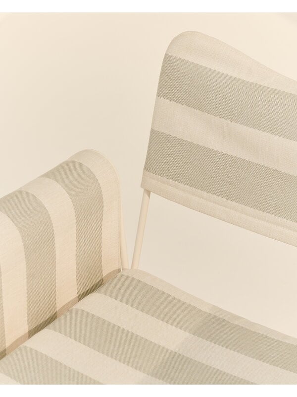 Sedie da patio, Sedia con frange Tropique, bianco classico - Leslie Stripe 20, Bianco