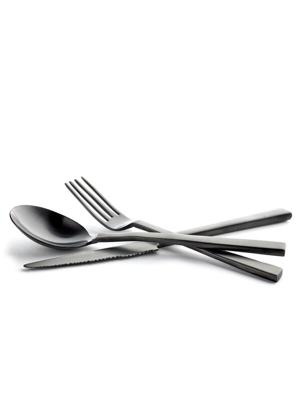 Cutlery, Maarten Baas cutlery set, 16 pcs, black brushed steel, Black