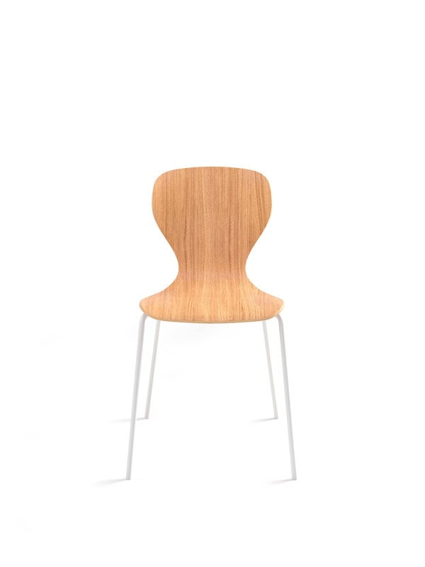 Dining chairs, Ears chair, white metal - matt oak, White