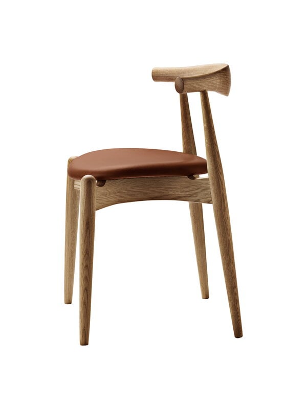 Dining chairs, CH20 Elbow chair, oiled oak - cognac leather Thor 307, Natural