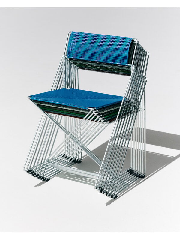 Patio chairs, X-Line chair, hot galvanized - powder blue, Silver