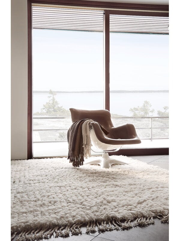 Wool rugs, Paimen wool shaggy rug, natural white, White