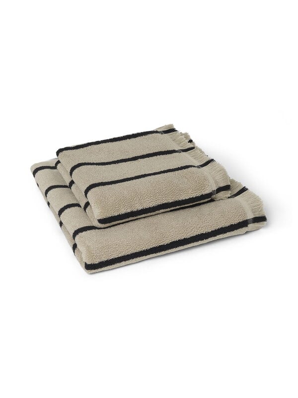 Hand towels & washcloths, Alee hand towel, 50 x 100 cm, sand - black, Black