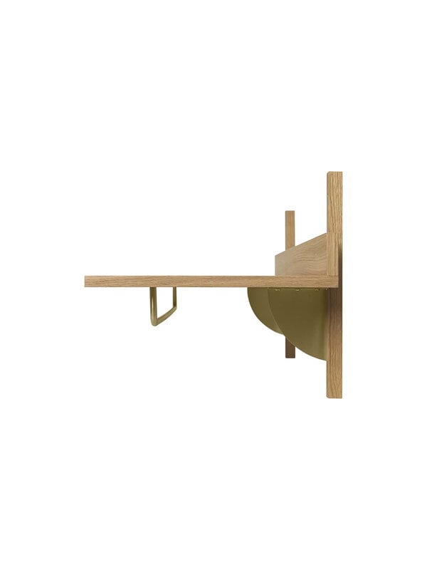 Wall shelves, Sector rack shelf, oak - brass, Natural