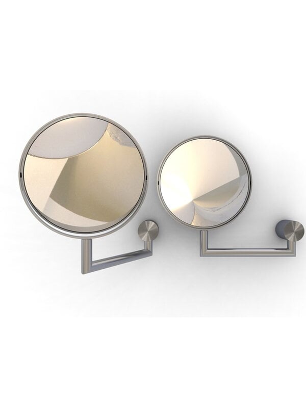 Specchi da tavolo, Specchio ingranditore da parete Nova 2, acciaio lucidato, Argento