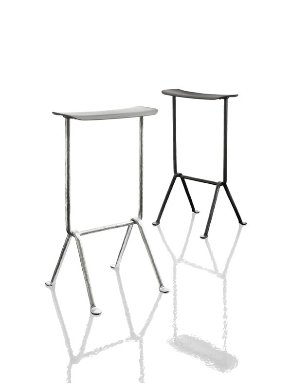 Bar stools & chairs, Officina bar stool, medium, galvanized, metallised grey, Gray