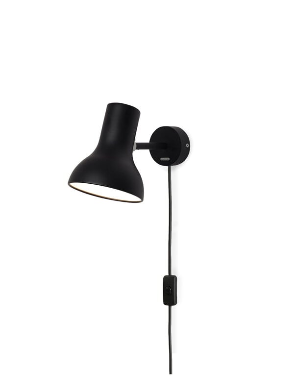 Vägglampor, Type 75 Mini vägglampa med kabel, jet svart, Svart