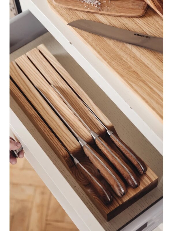 Knives & scissors, Woody in-drawer knife block, ash, Natural
