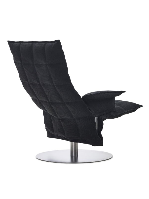 Armchairs & lounge chairs, K chair with armrests, swivel plate base, black, Black