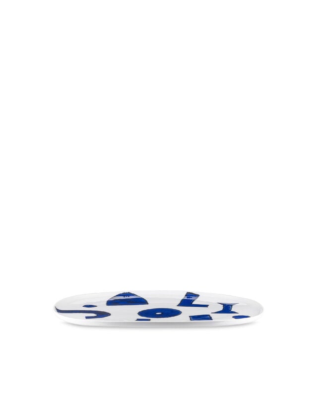 Alessi Itsumo - Yunoki tarjoilulautanen, 36 x 25 cm, valkoinen - sininen, tuotteen lisäkuva