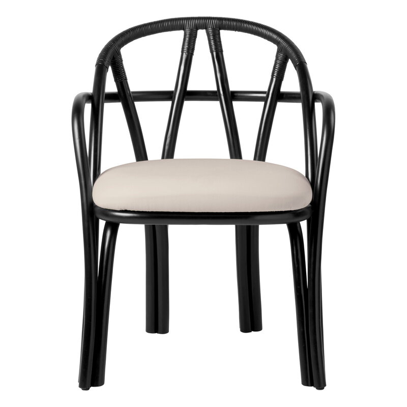 GUBI Bistra dining armchair, ebony painted rattan - Fustagno 001, extra image