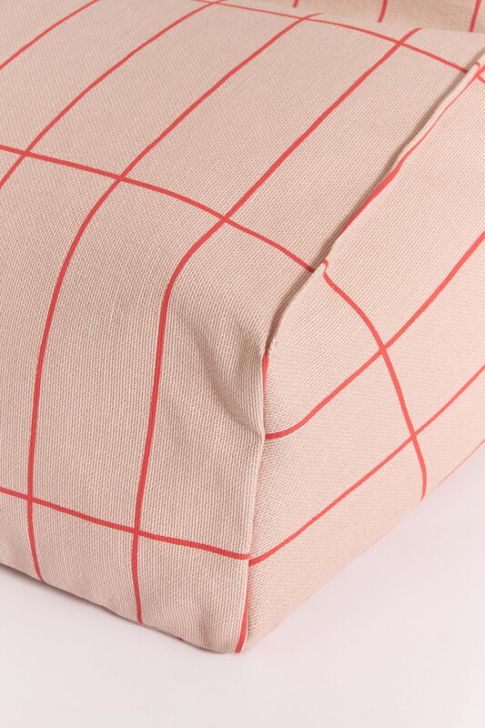 Nobodinoz Vibes kids' armchair beanbag, pink red grid, view 3