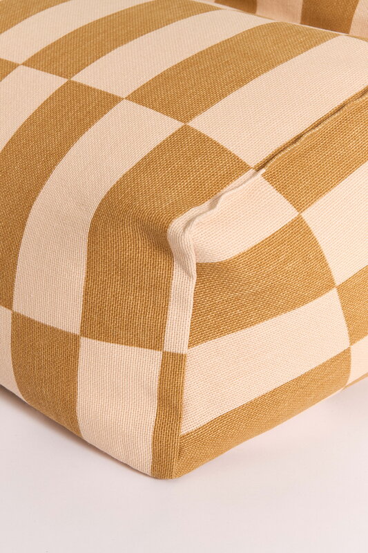 Nobodinoz Vibes kids' armchair beanbag, mustard and sand tiles, view 3