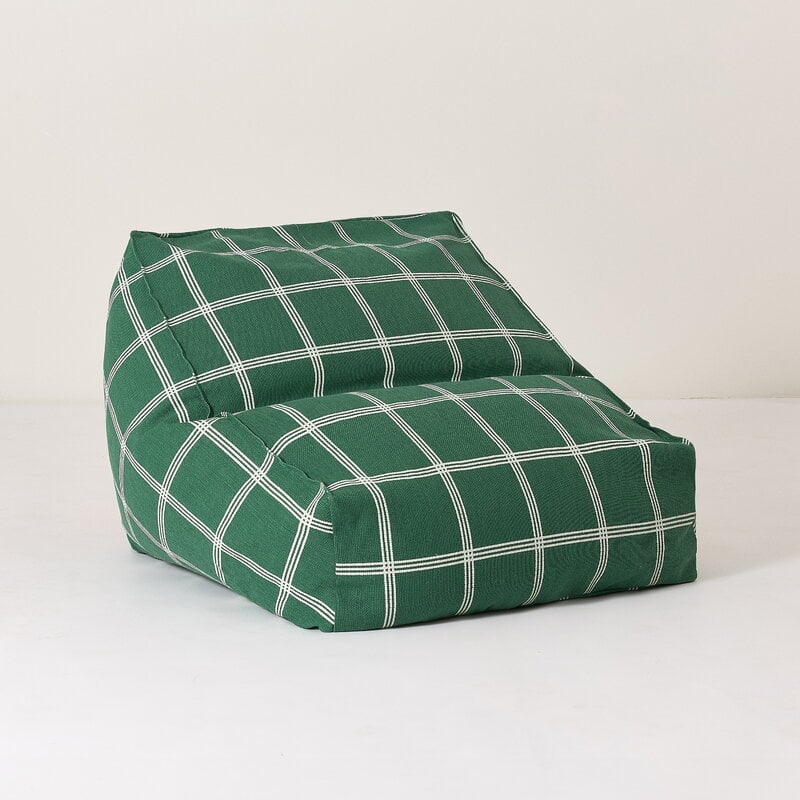 Nobodinoz Vibes kids' armchair beanbag, green white windowpane, view 5
