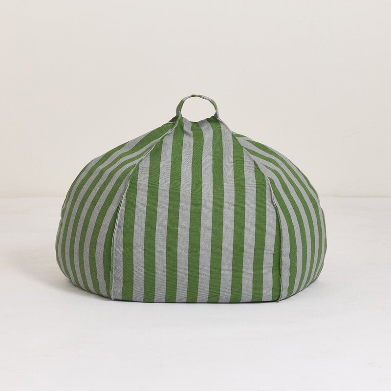 Nobodinoz Vibes Round kids' beanbag, green blue stripes, view 3