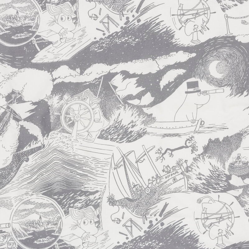 Moomin Arabia Moomin bedset, 150 x 210 cm, Sailing grey, view 2