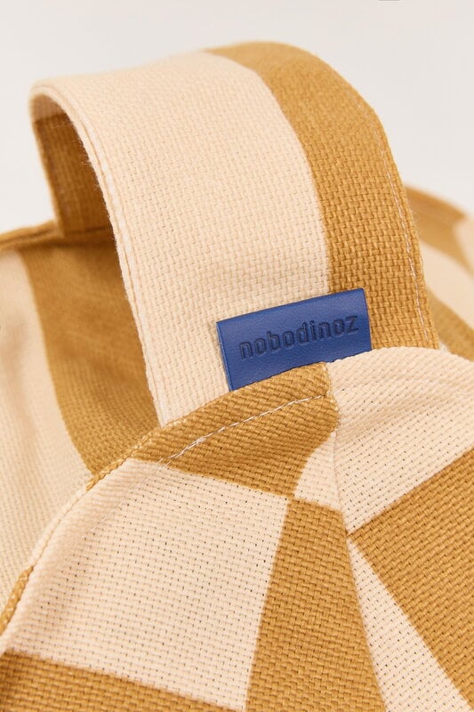 Nobodinoz Vibes Round kids' beanbag, mustard and sand tiles, view 5