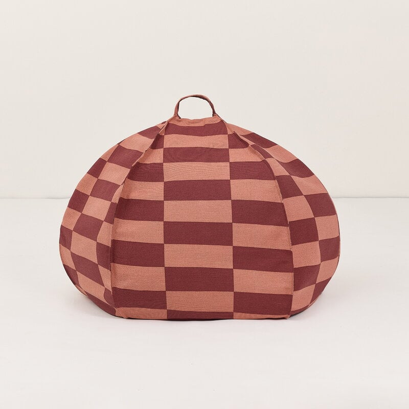 Nobodinoz Vibes Round kids' beanbag, maroon tiles, view 4