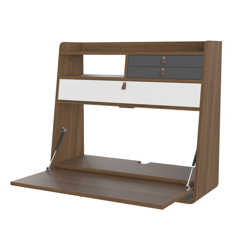 Hartô Gaston wall desk, 80 cm, stained oak - light grey - slate grey, view 5
