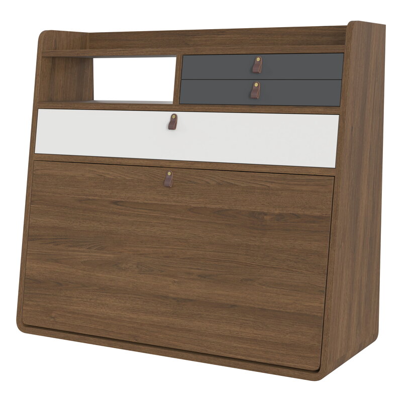 Hartô Gaston wall desk, 80 cm, stained oak - light grey - slate grey, view 4