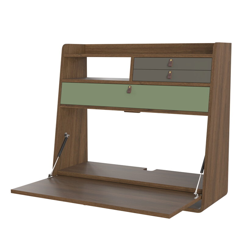 Hartô Gaston wall desk, 80 cm, stained oak - ash green - sage, view 3