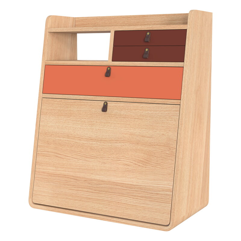 Hartô Gaston wall desk, 60 cm, oak - spiced coral - burgundy, view 5