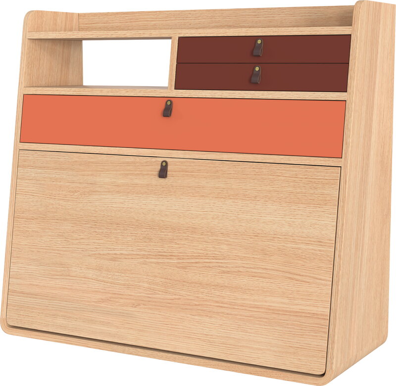 Hartô Gaston wall desk, 80 cm, oak - spiced coral - burgundy, view 4