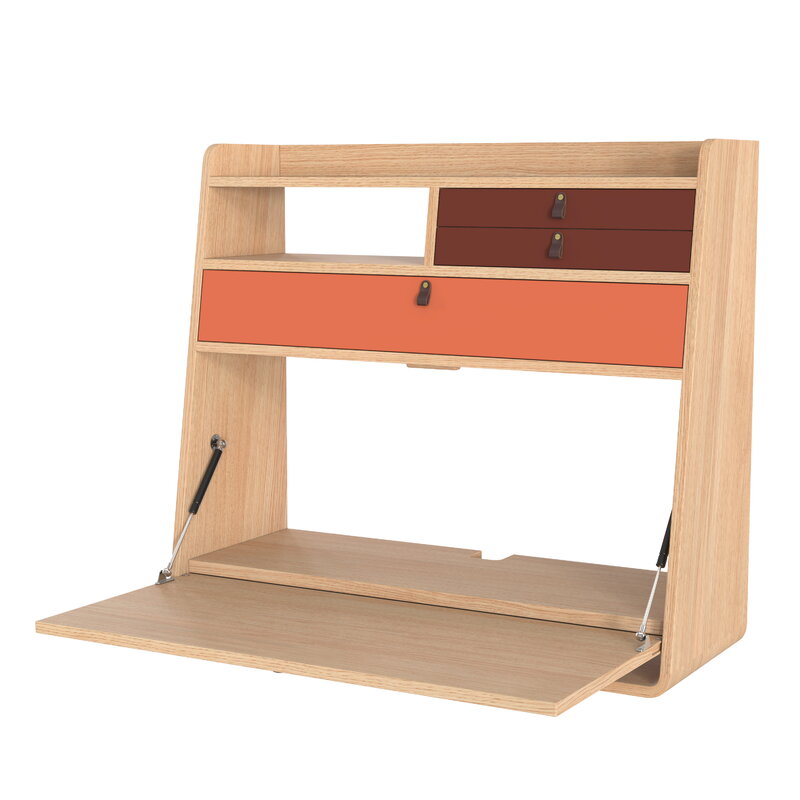 Hartô Gaston wall desk, 80 cm, oak - spiced coral - burgundy, view 5