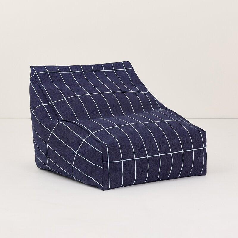 Nobodinoz Vibes kids' armchair beanbag, navy blue grid, view 4