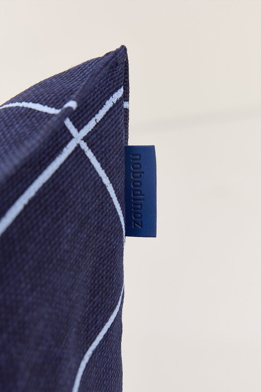 Nobodinoz Vibes kids' armchair beanbag, navy blue grid, view 3