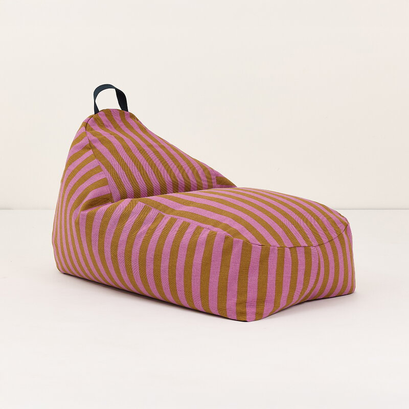 Nobodinoz Bliss Long kids' beanbag, pink curry stripes, view 5