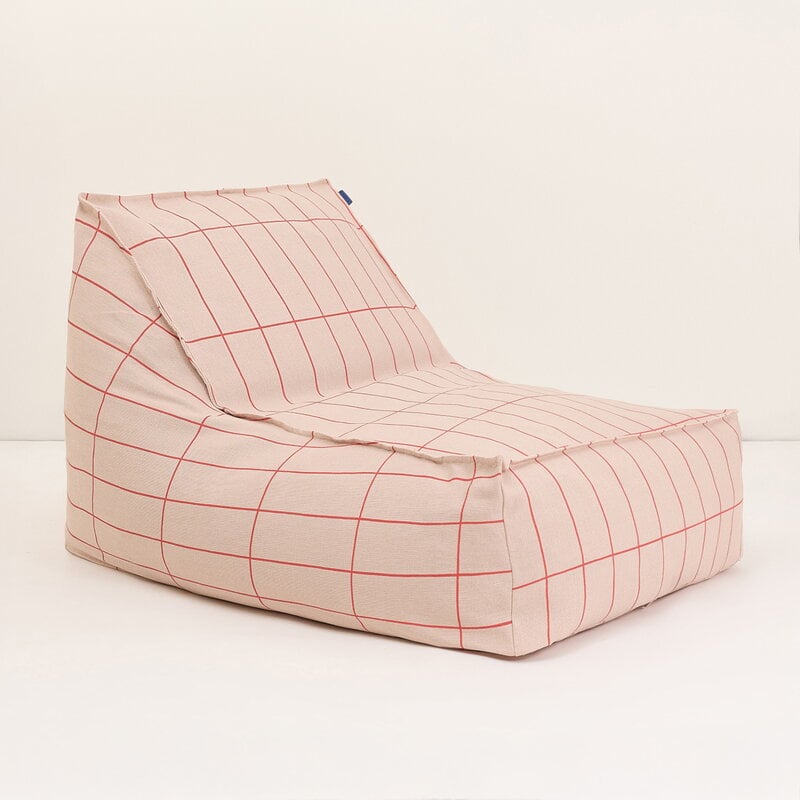 Nobodinoz Vibes Long beanbag, pink red grid, view 2