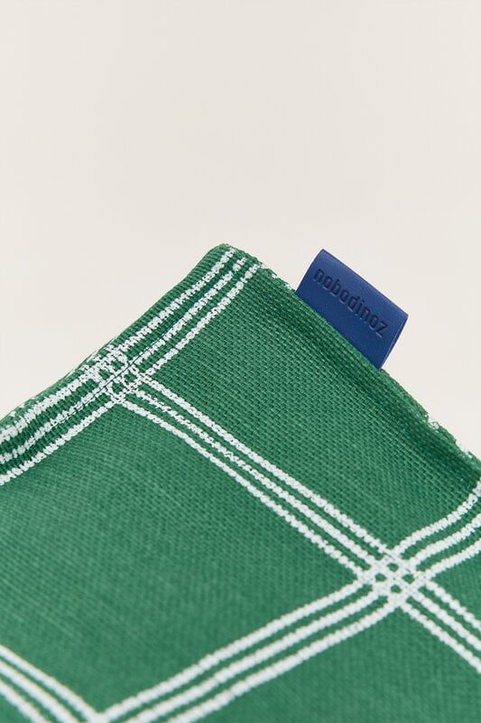 Nobodinoz Vibes Long beanbag, green white windowpane, view 4