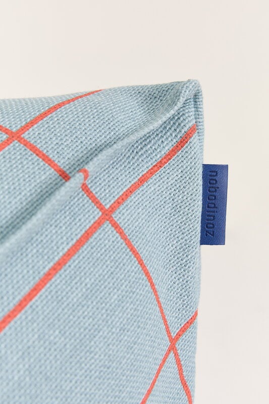 Nobodinoz Vibes kids' armchair beanbag, blue red grid, view 3