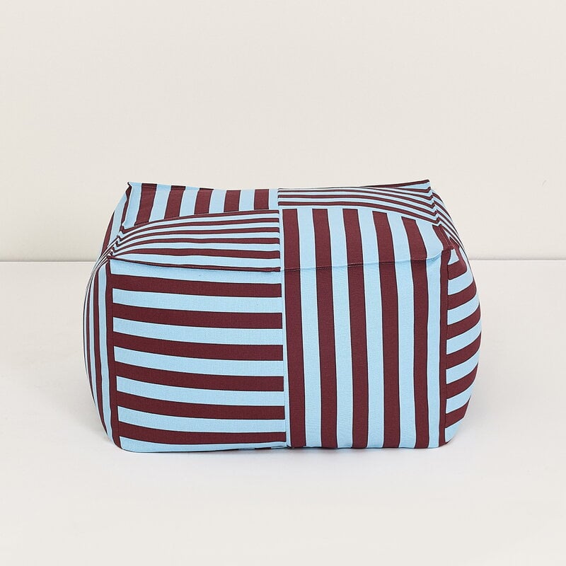 Nobodinoz Otto ottoman beanbag, 55 x 55 cm, burgundy blue stripes, view 4
