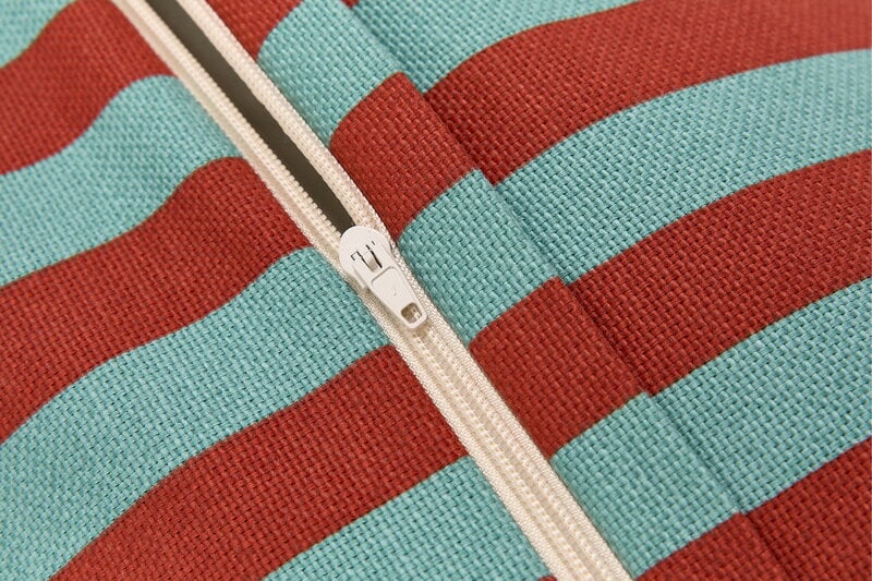 Nobodinoz Otto ottoman beanbag, 55 x 55 cm, red teal green stripes, view 5