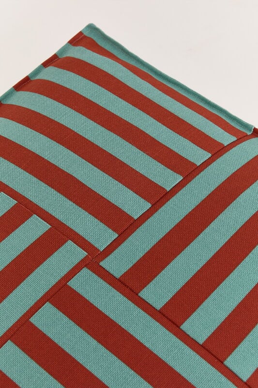 Nobodinoz Otto ottoman beanbag, 55 x 55 cm, red teal green stripes, view 3