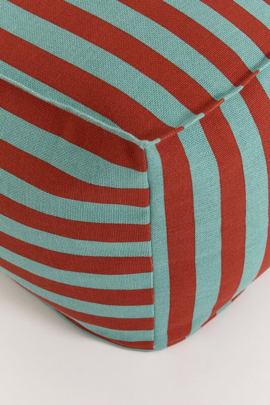 Nobodinoz Otto ottoman beanbag, 55 x 55 cm, red teal green stripes, view 6