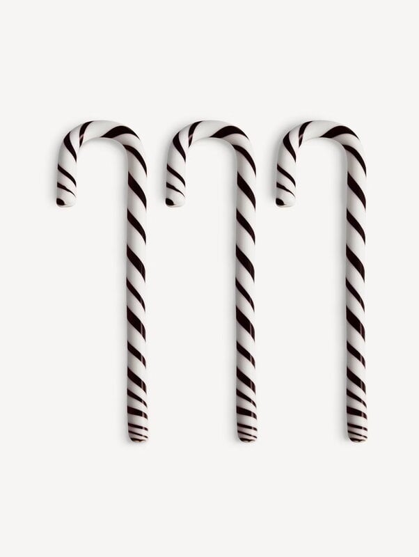 Kosta Boda Polka candy cane glass ornament, 170 mm, 3 pcs, white - black, extra image