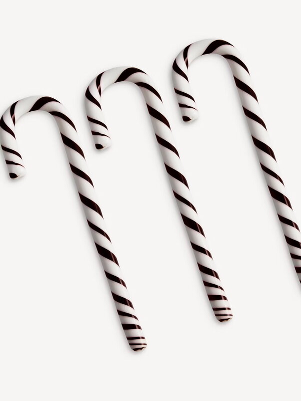 Kosta Boda Polka candy cane glass ornament, 170 mm, 3 pcs, white - black, extra image