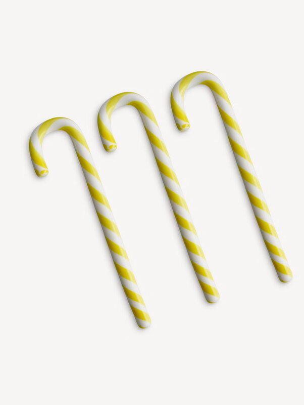 Kosta Boda Polka candy cane glass ornament, 170 mm, 3 pcs, white - yellow, extra image